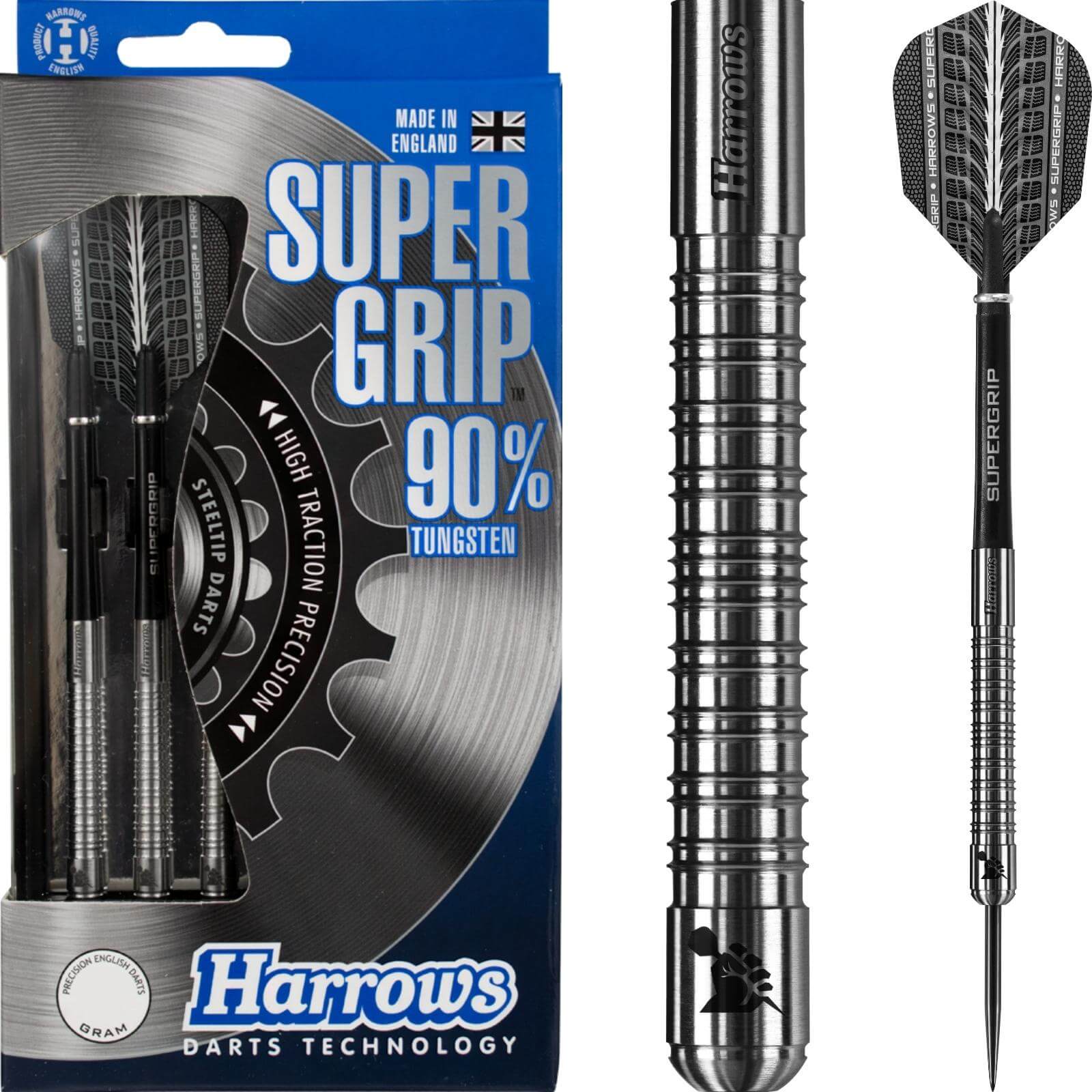 Darts - Harrows - Supergrip Darts - Steel Tip - 90% Tungsten - 21g 22g 23g 24g 25g 26g 28g 30g 