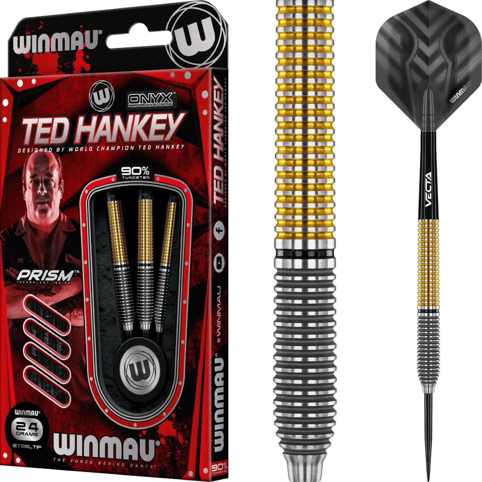 Darts - Winmau - Ted Hankey SE Darts - Steel Tip - 90% Tungsten - 24g 