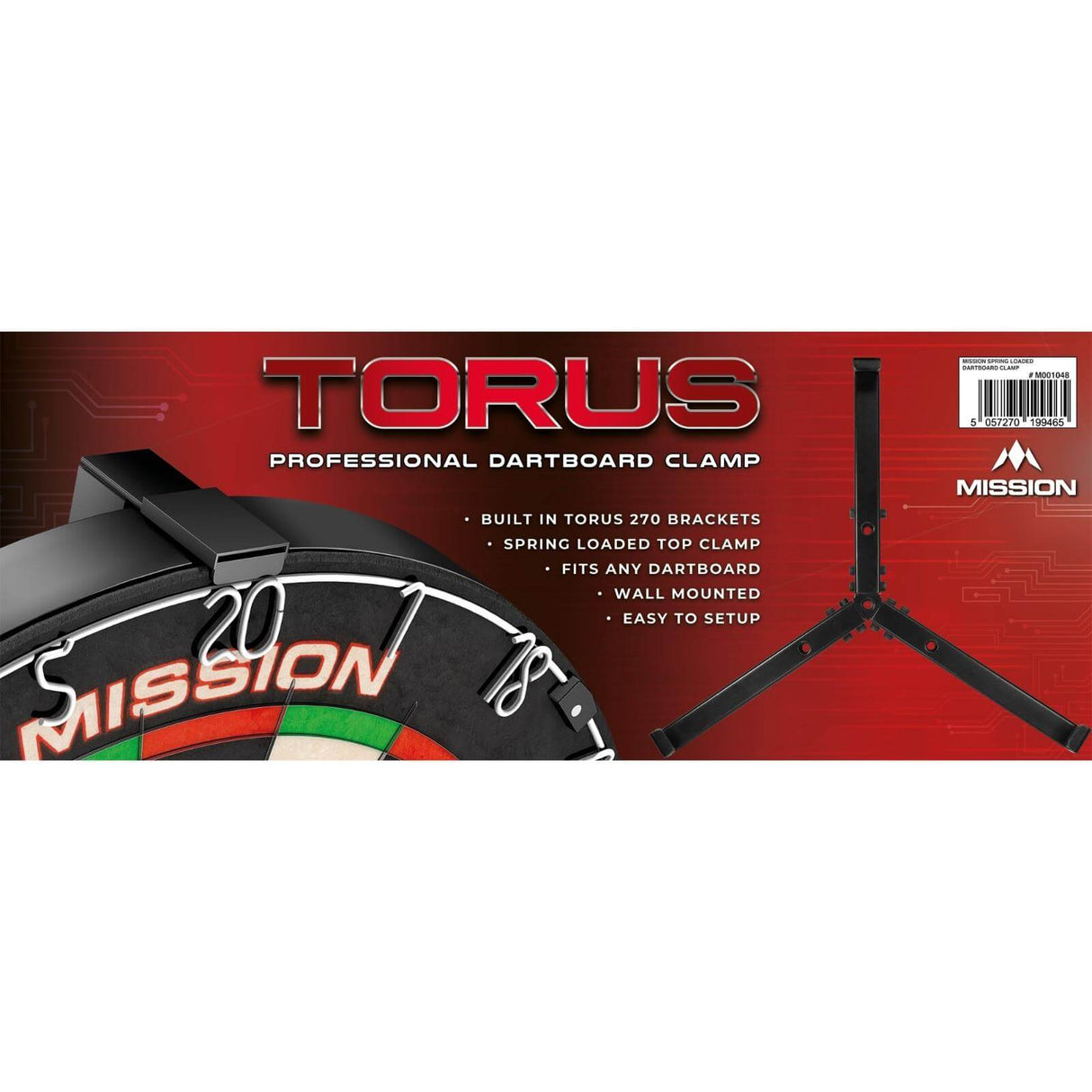 Mission - Professional Spring Loaded Dartboard Clamp with Torus Light Fittings -