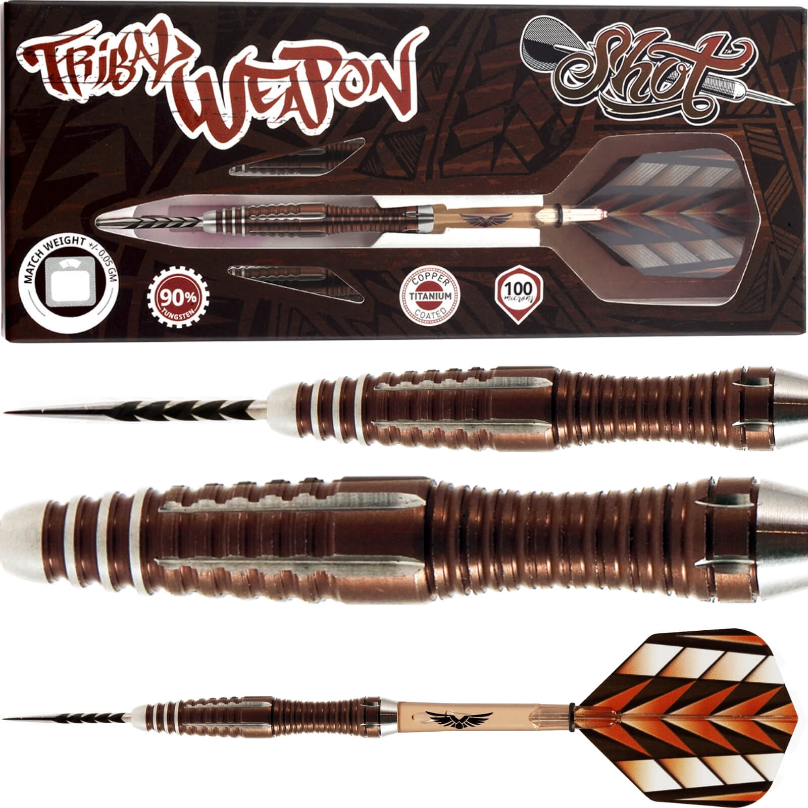 Darts - Shot - Tribal Weapon Series 1 Darts - Steel Tip - 90% Tungsten - 23g 25g 