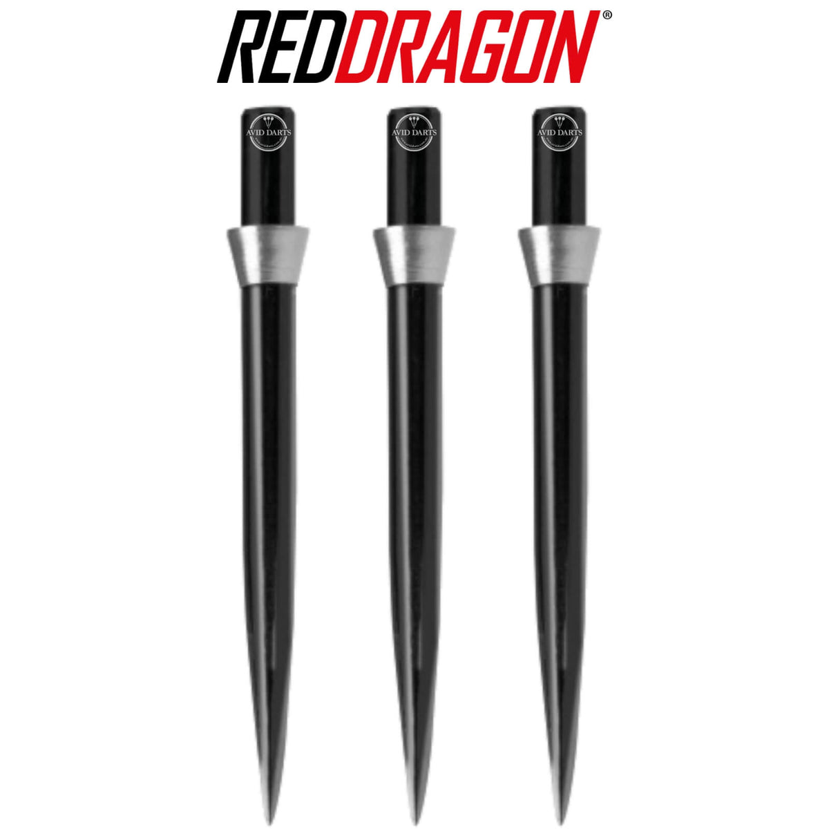 Point Accessories - Red Dragon - Black Trident Dart Points - 32mm Silver