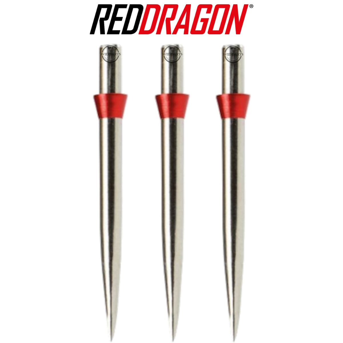 Point Accessories - Red Dragon - Silver Trident Dart Points - 32mm Red
