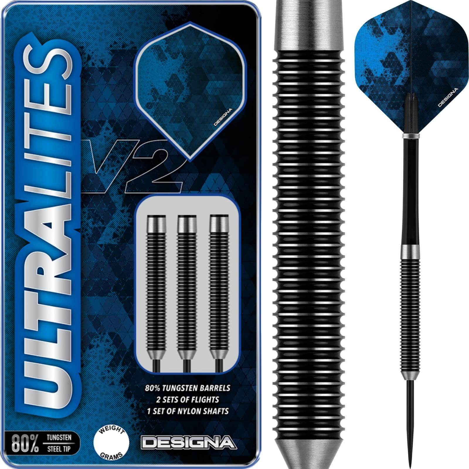 Darts - Designa - Ultralites V2 M2 Darts - Steel Tip - 80% Tungsten - 14g 16g 