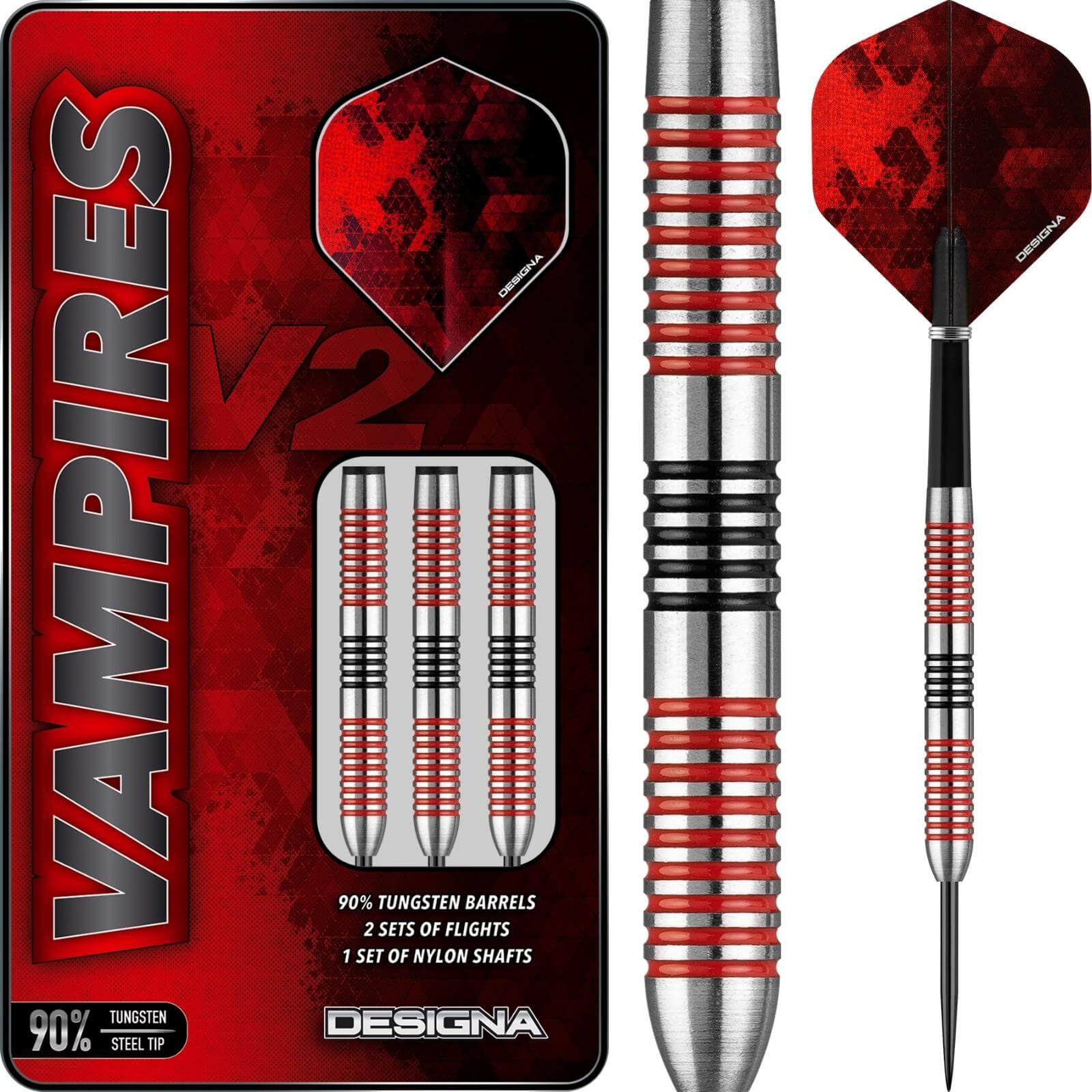 Darts - Designa - Vampires V2 M2 Darts - Steel Tip - 90% Tungsten - 21g 23g 25g 