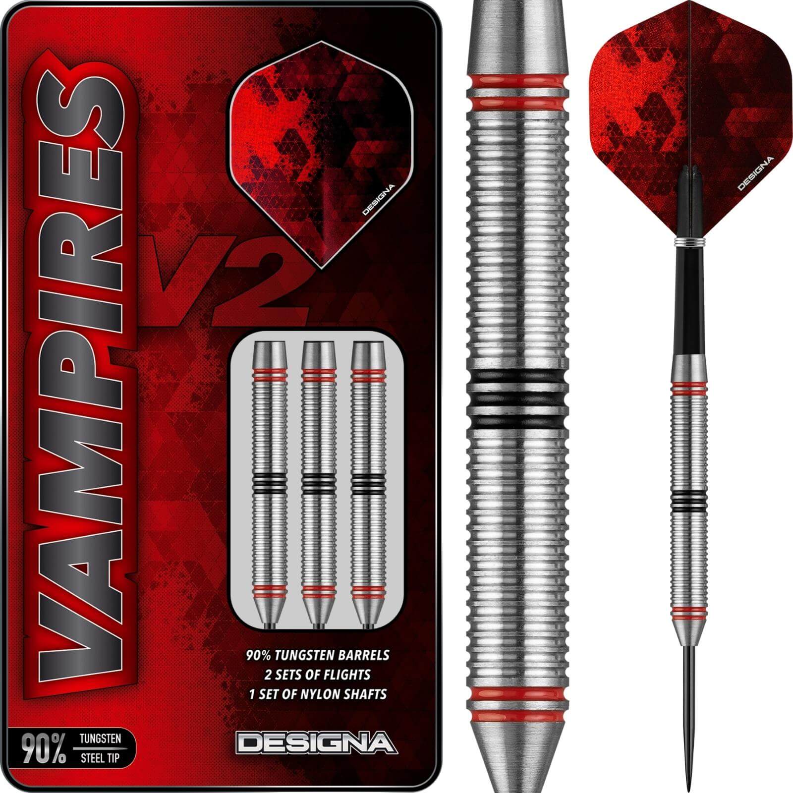 Darts - Designa - Vampires V2 M4 Darts - Steel Tip - 90% Tungsten - 22g 24g 26g 
