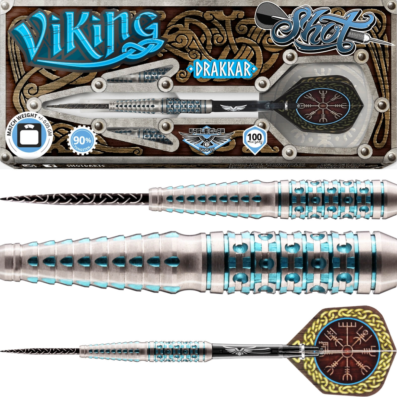 Darts - Shot - Viking Drakkar Darts - Steel Tip - 90% Tungsten - 23g 25g 27g 