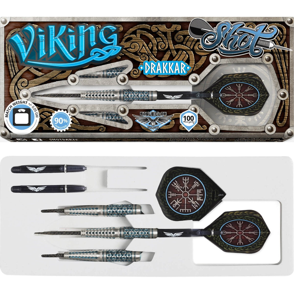 Darts - Shot - Viking Drakkar Darts - Steel Tip - 90% Tungsten - 23g 25g 27g 