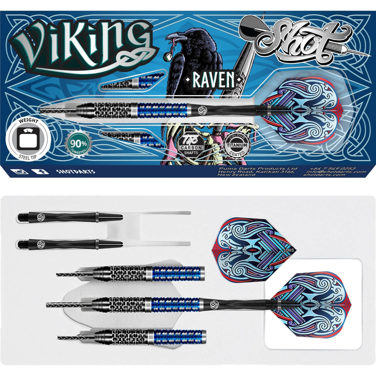 Darts - Shot - Viking Raven Darts - Steel Tip - 90% Tungsten - 22g 23g 24g 25g 
