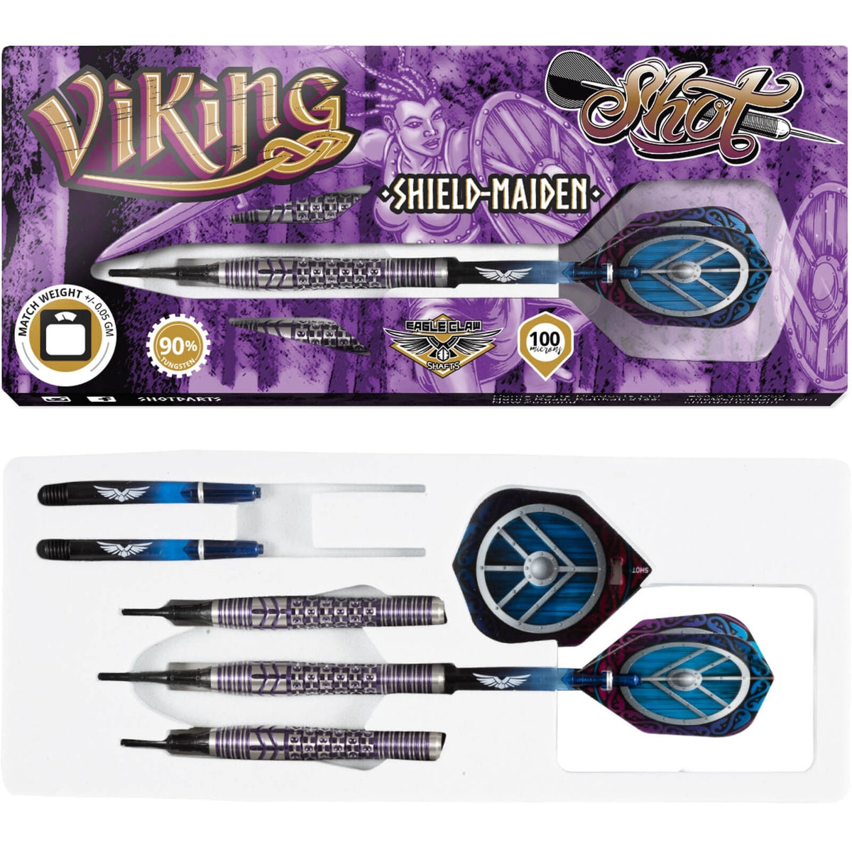 Darts - Shot - Viking Shield Maiden Darts - Soft Tip - 90% Tungsten - 18g 20g 22g 