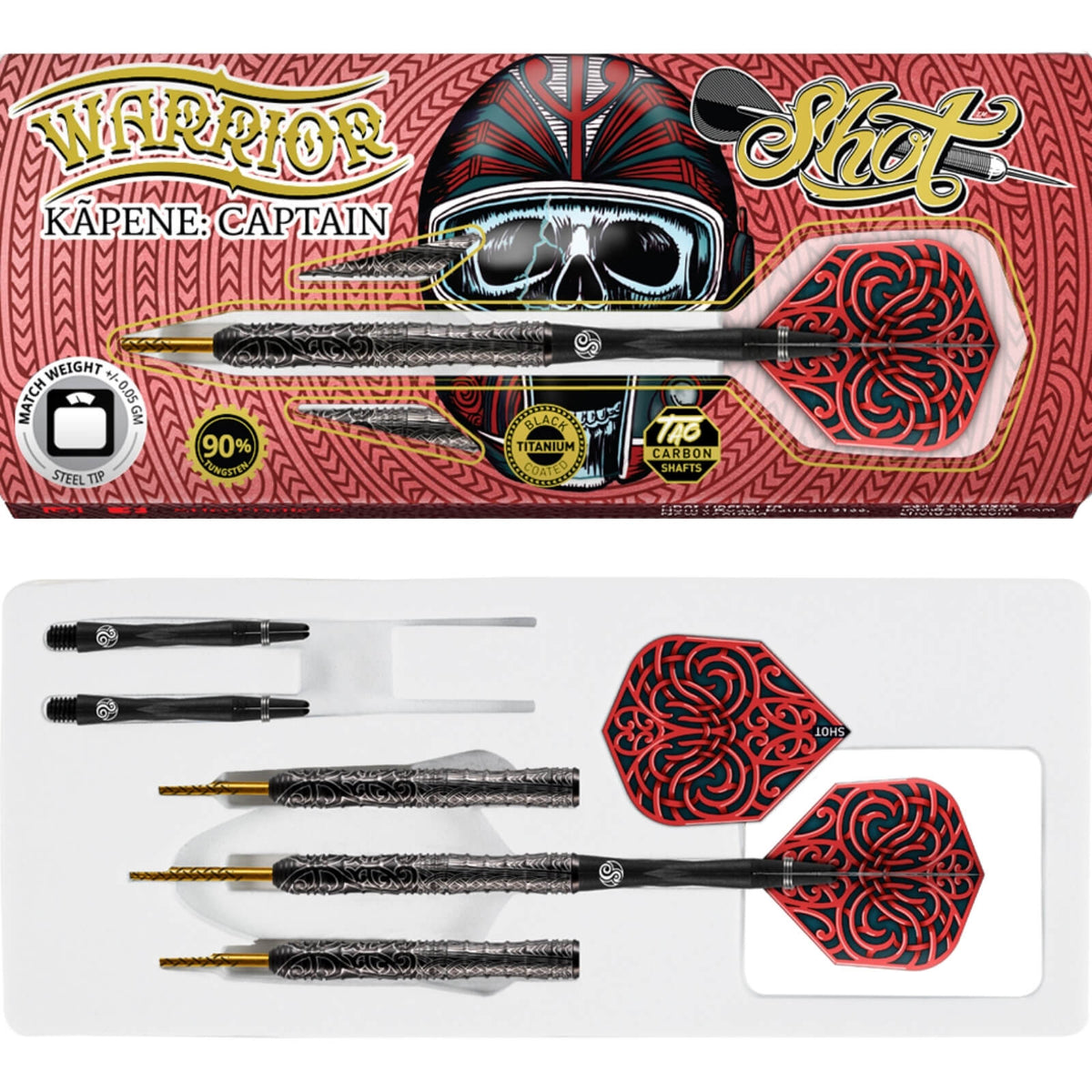 Darts - Shot - Warrior Kapene Darts - Steel Tip - 90% Tungsten - 22g 23g 24g 25g 26g 