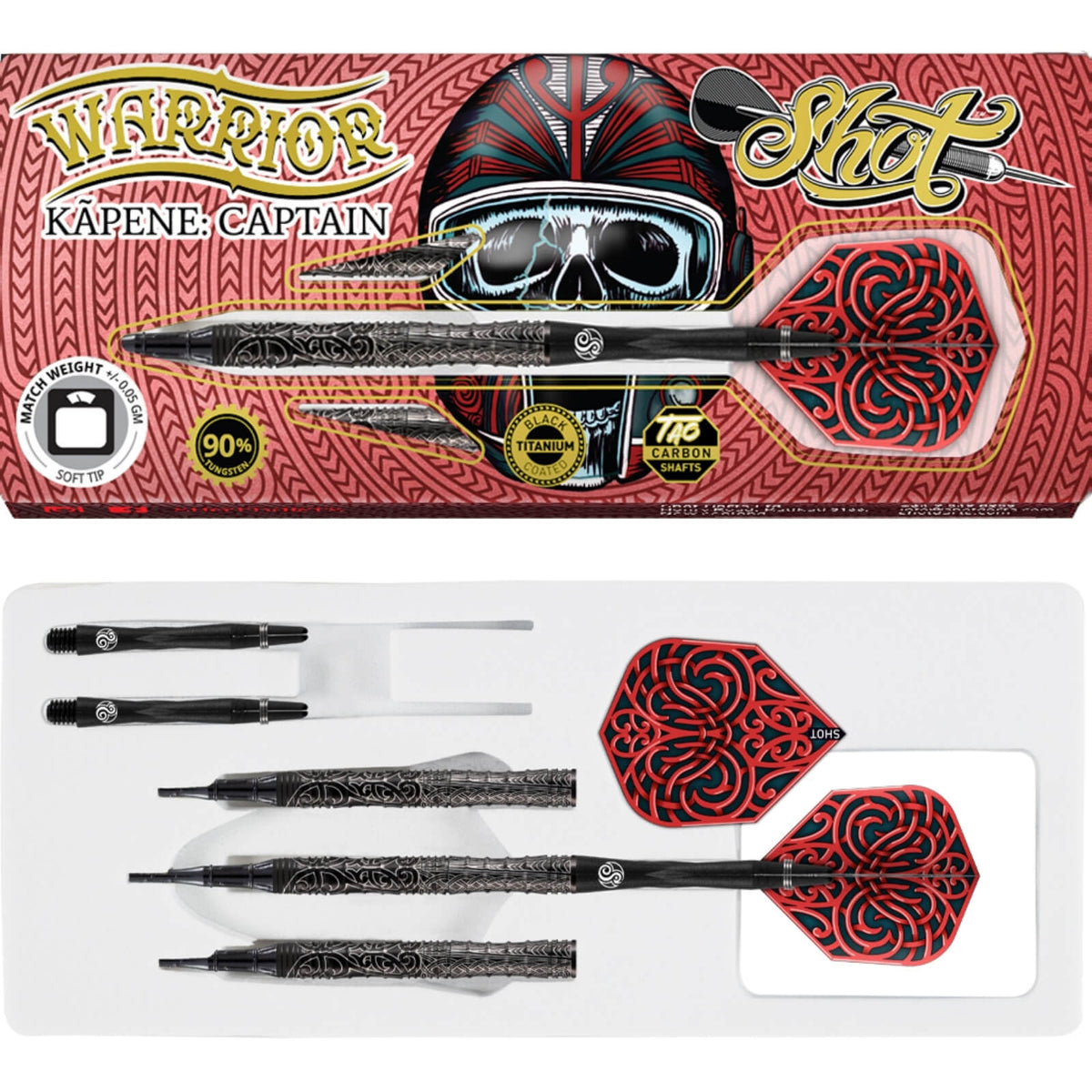 Darts - Shot - Warrior Kapene Darts - Soft Tip - 90% Tungsten - 18g 20g 