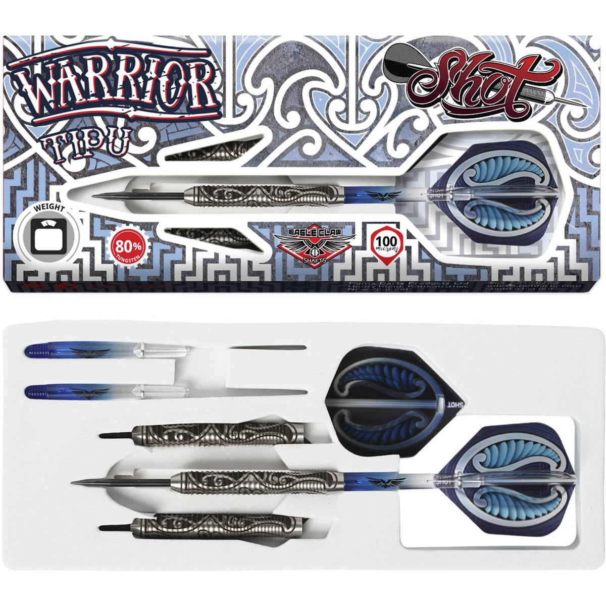 Darts - Shot - Warrior Tipu Darts - Steel Tip - 80% Tungsten - 21g 23g 25g 