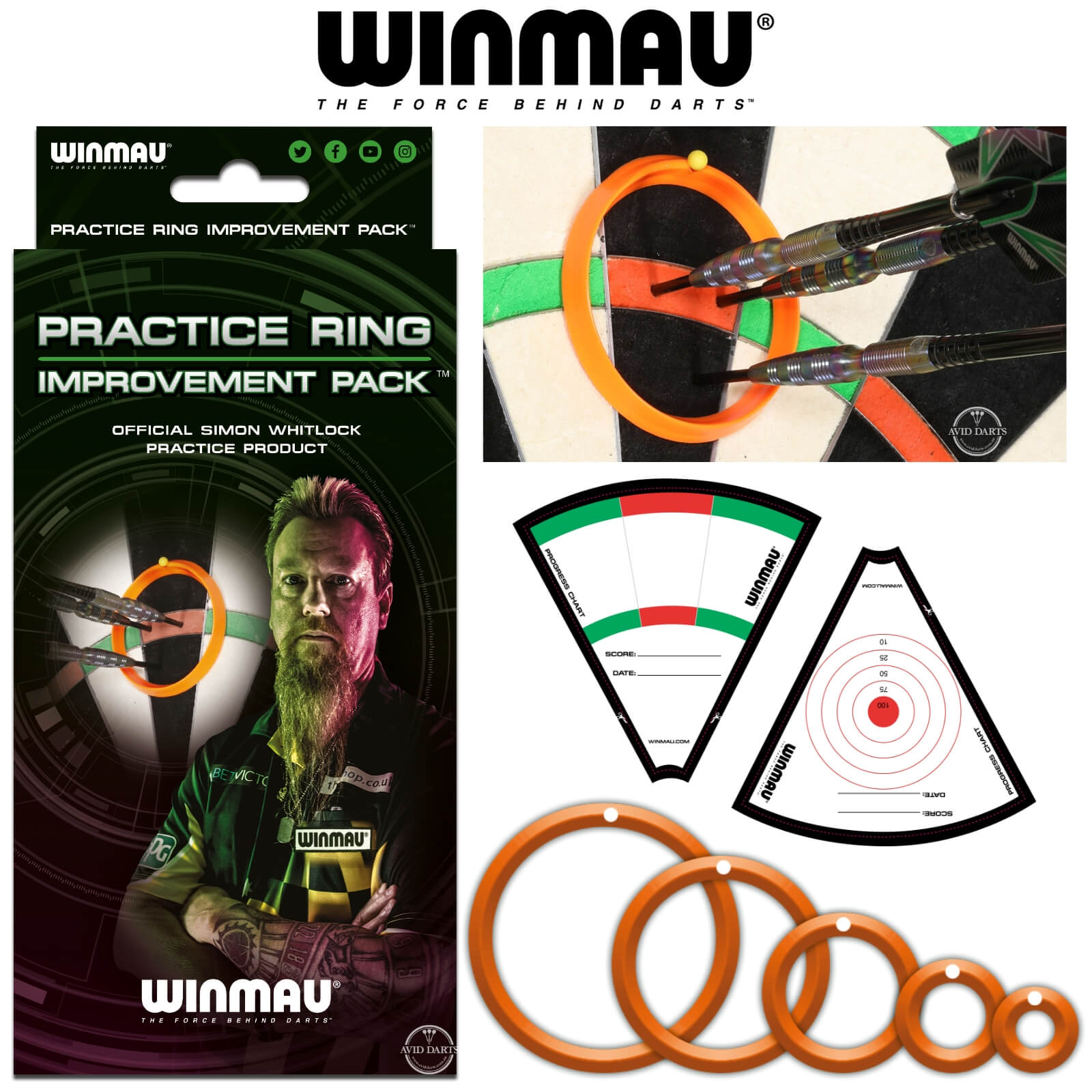 Training Accessories - Winmau - Simon Whitlock Darts Practice Ring Improvement Pack 