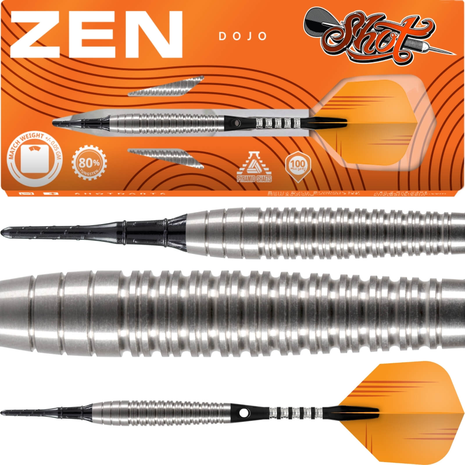 Darts - Shot - Zen Dojo Darts - Soft Tip - 80% Tungsten - 18g 20g 