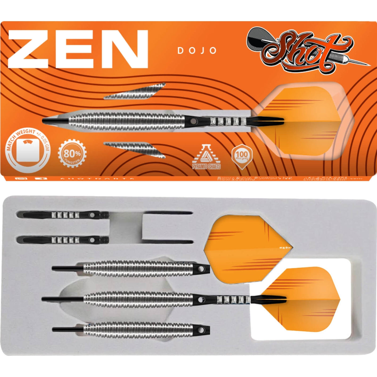 Darts - Shot - Zen Dojo Darts - Steel Tip - 80% Tungsten - 21g 23g 25g 