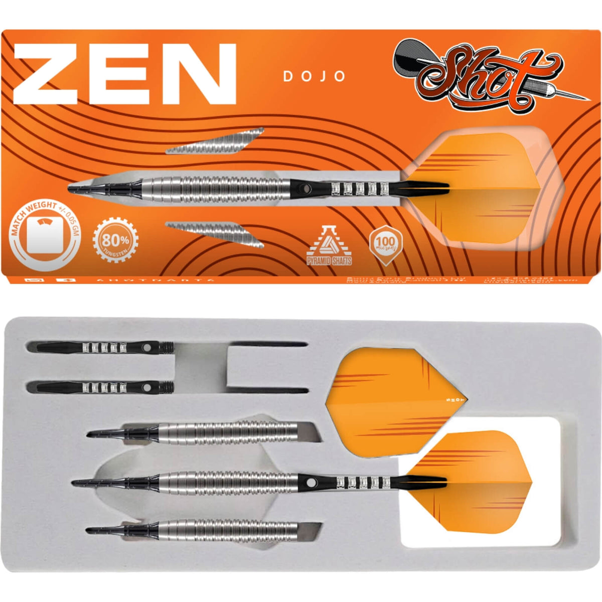 Darts - Shot - Zen Dojo Darts - Soft Tip - 80% Tungsten - 18g 20g 