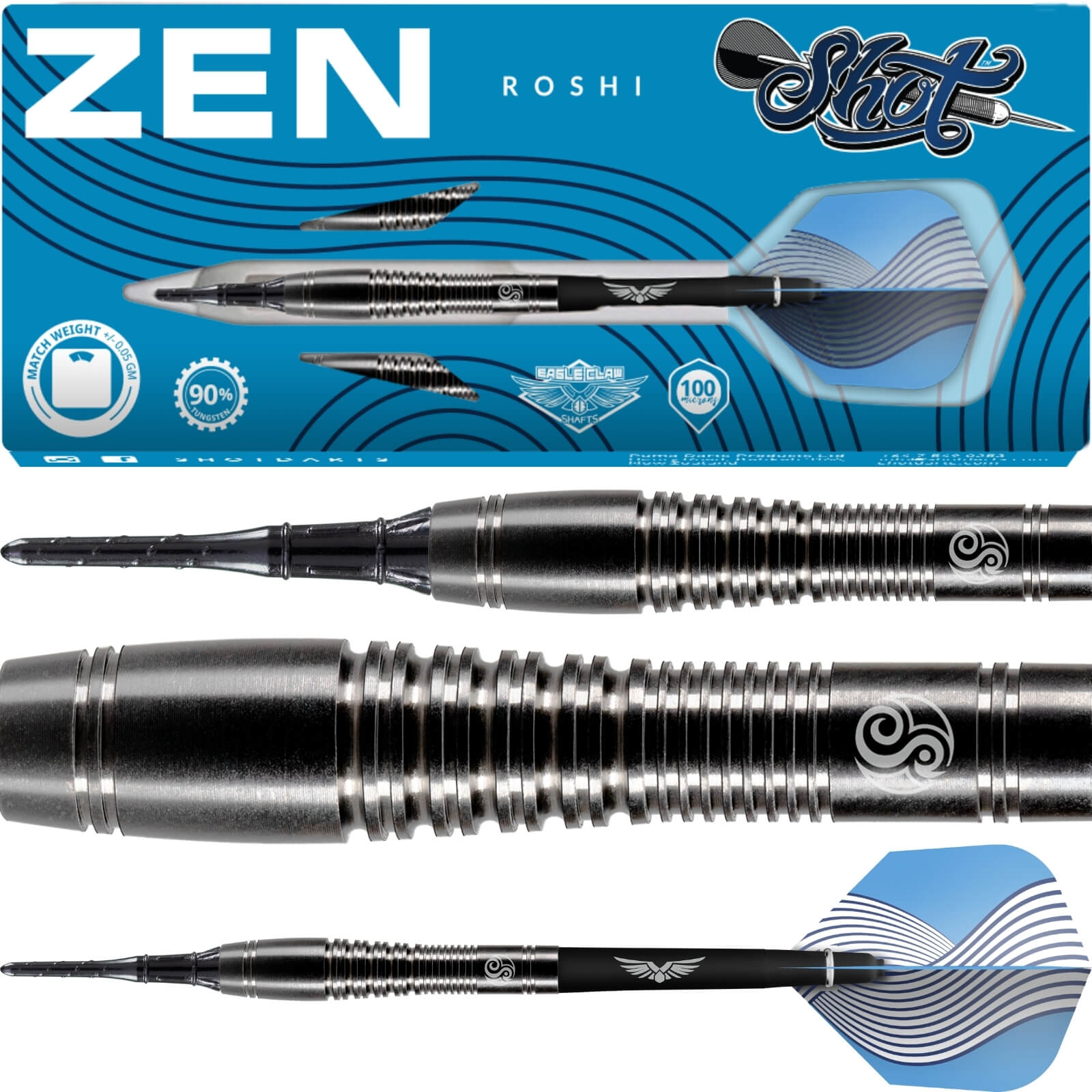Darts - Shot - Zen Roshi Darts - Soft Tip - 90% Tungsten - 18g 20g 