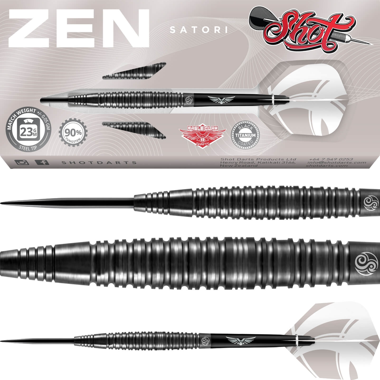 Darts - Shot - Zen Satori Darts - Steel Tip - 90% Tungsten - 23g 24g 25g 