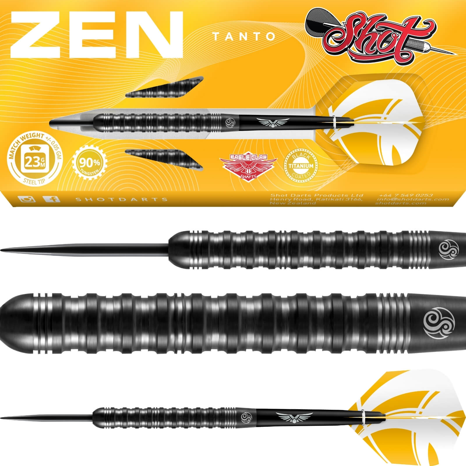 Darts - Shot - Zen Tanto Darts - Steel Tip - 90% Tungsten - 23g 24g 25g 