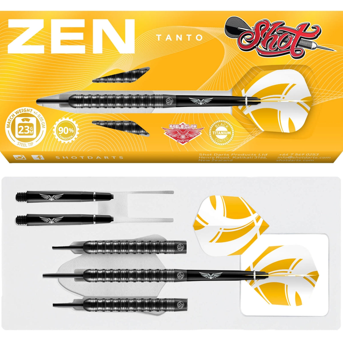 Darts - Shot - Zen Tanto Darts - Steel Tip - 90% Tungsten - 23g 24g 25g 