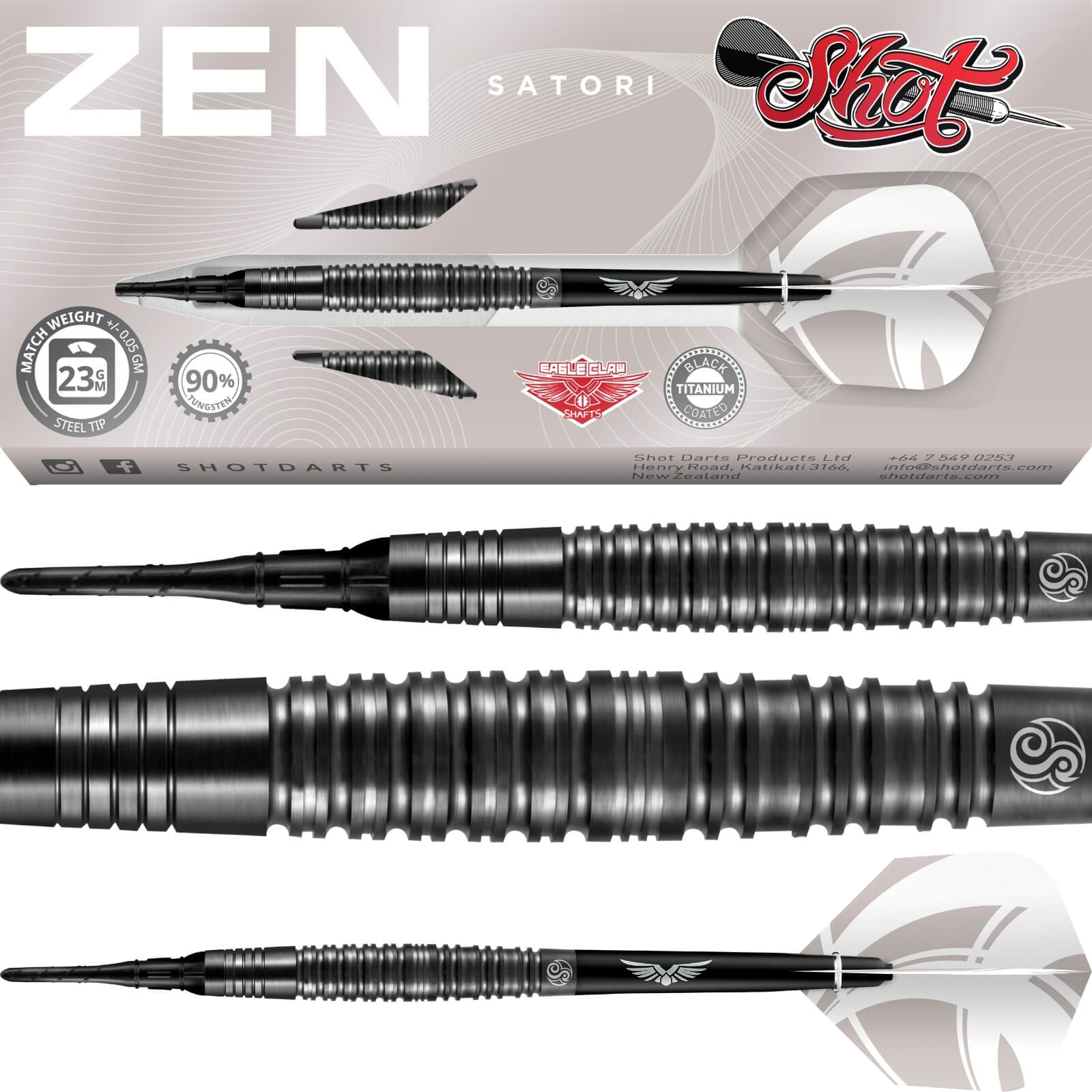 Darts - Shot - Zen Satori Darts - Soft Tip - 90% Tungsten - 18g 20g 