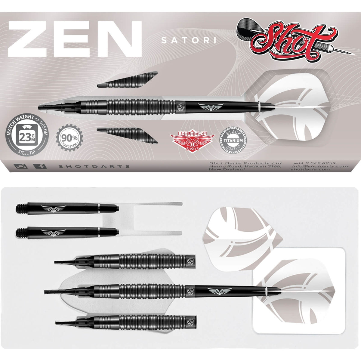 Darts - Shot - Zen Satori Darts - Soft Tip - 90% Tungsten - 18g 20g 